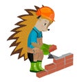 Hedgehog builder. Vector illustration.